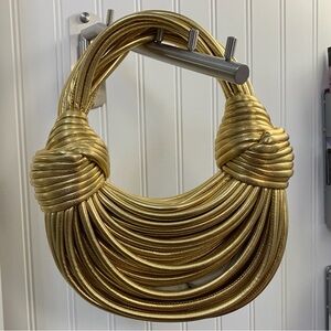 Petite Leather String Rope Bag Gold